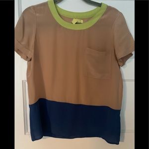100% Madewell Silk Colorblock Blouse